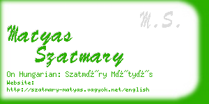 matyas szatmary business card